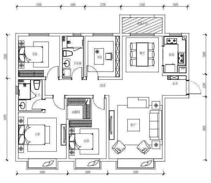 被开发商缩小家具尺寸的户型图1